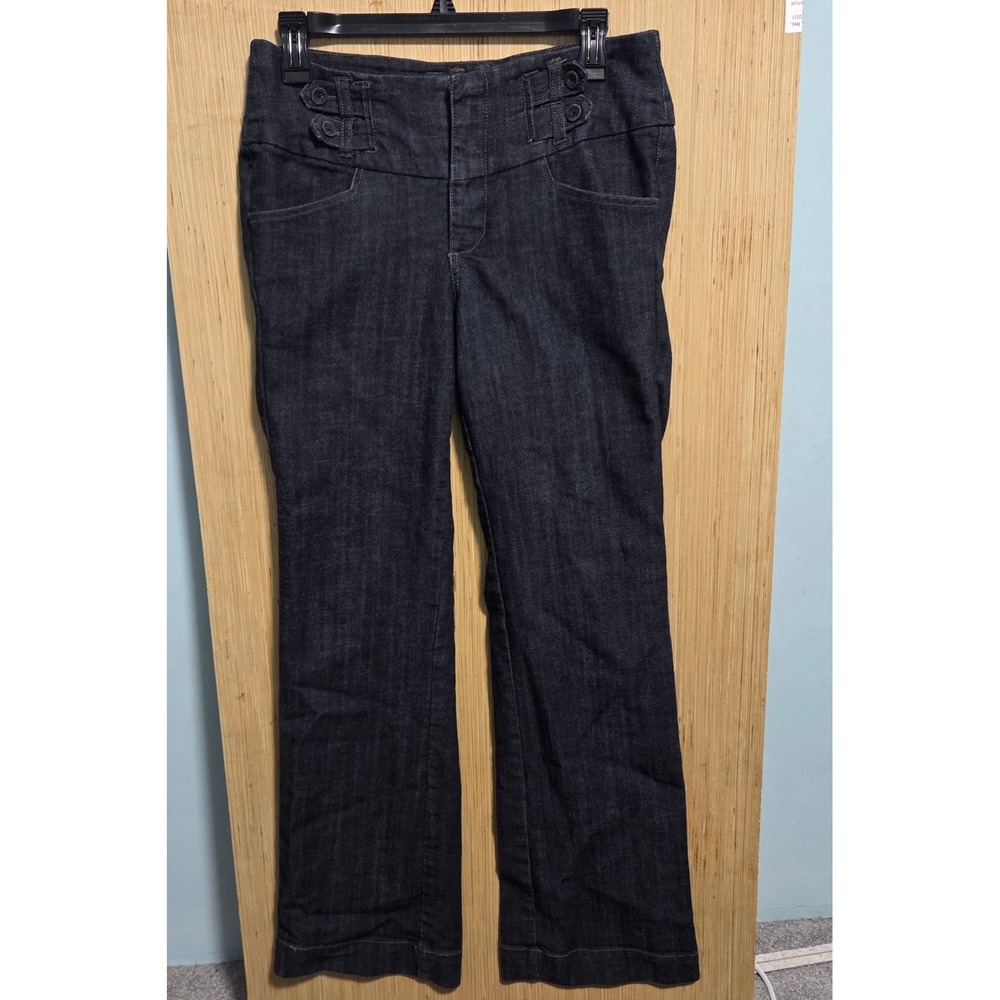 One 5 One Authentic Denim Womens Dark Wash High Rise Wide Leg Trouser Jeans Sz 8